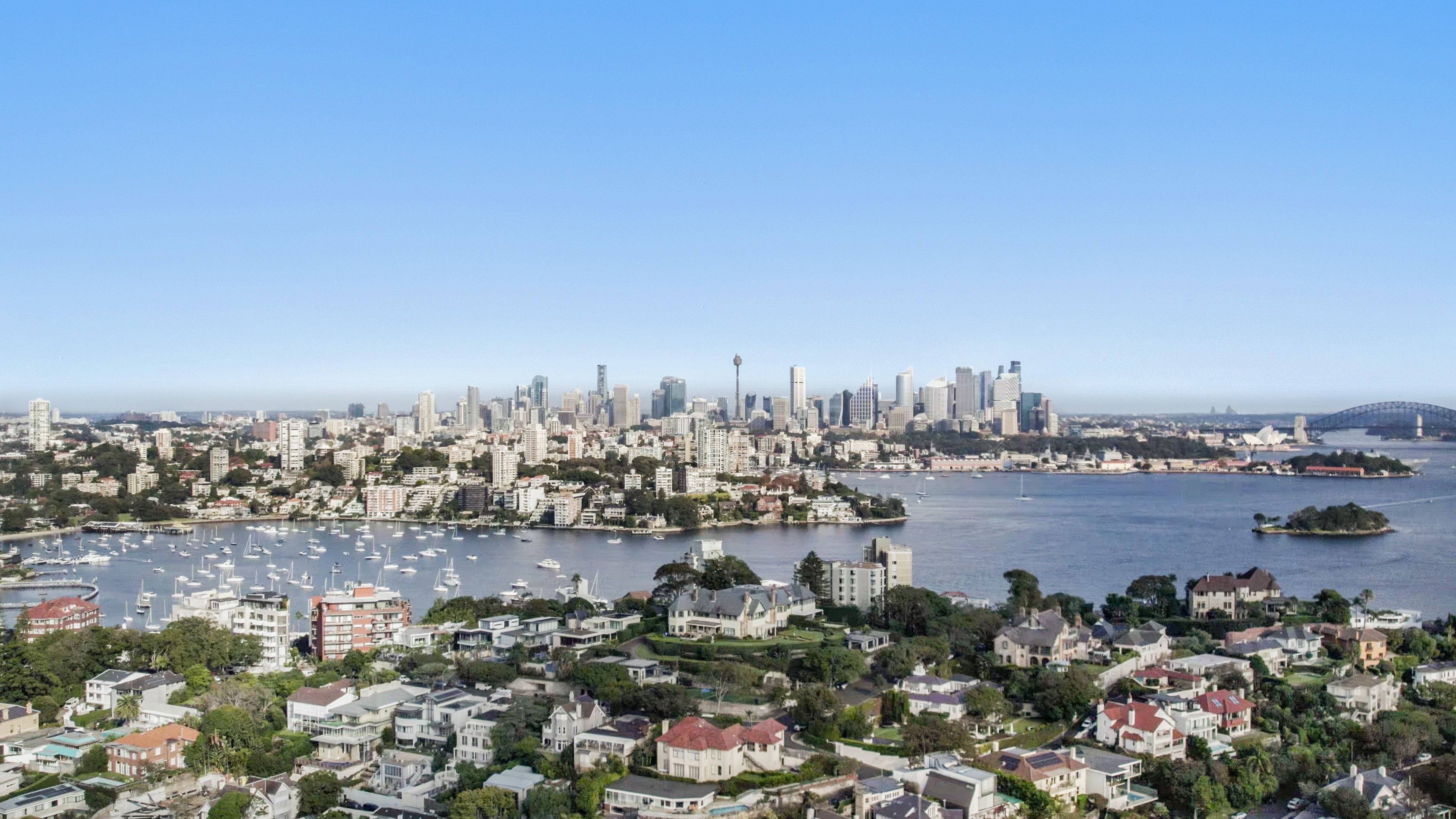 Sydney Harbour and Eastern Suburbs homes viewed from above